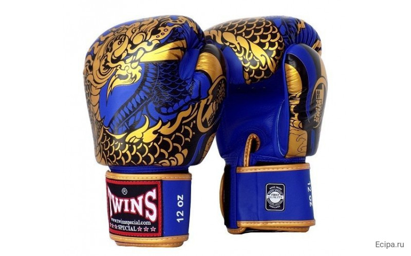 Боксерские перчатки Twins Special FBGVL3-52 Dragon blue gold 16 oz