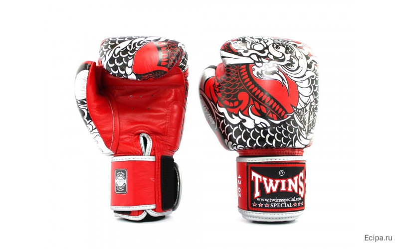 Боксерские перчатки Twins Special FBGVL3-52 Dragon red silver 16 oz